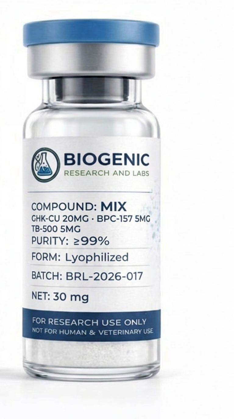 GHK-CU / BPC-157 / TB-500 30mg lyophilized powder research vial